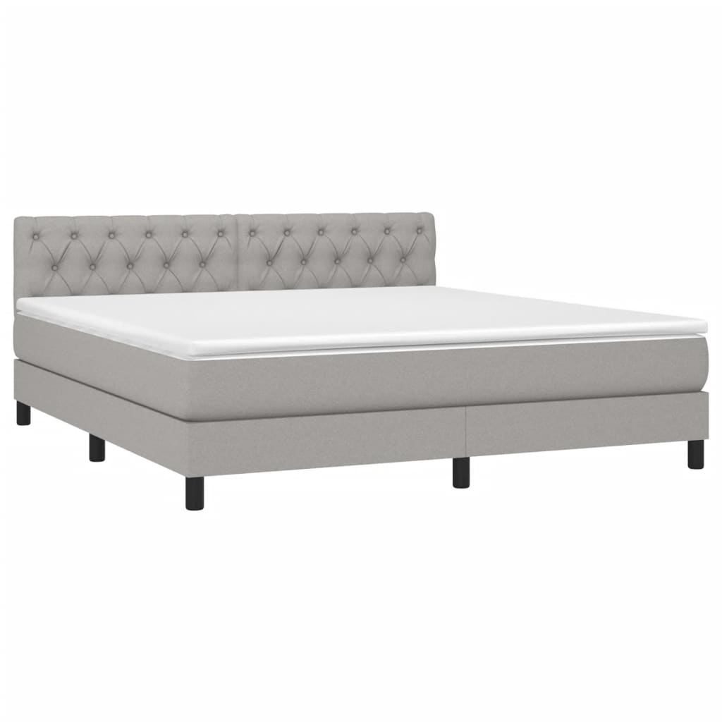 vidaXL Cama box spring colchón y luces LED tela gris claro 160x200 cm