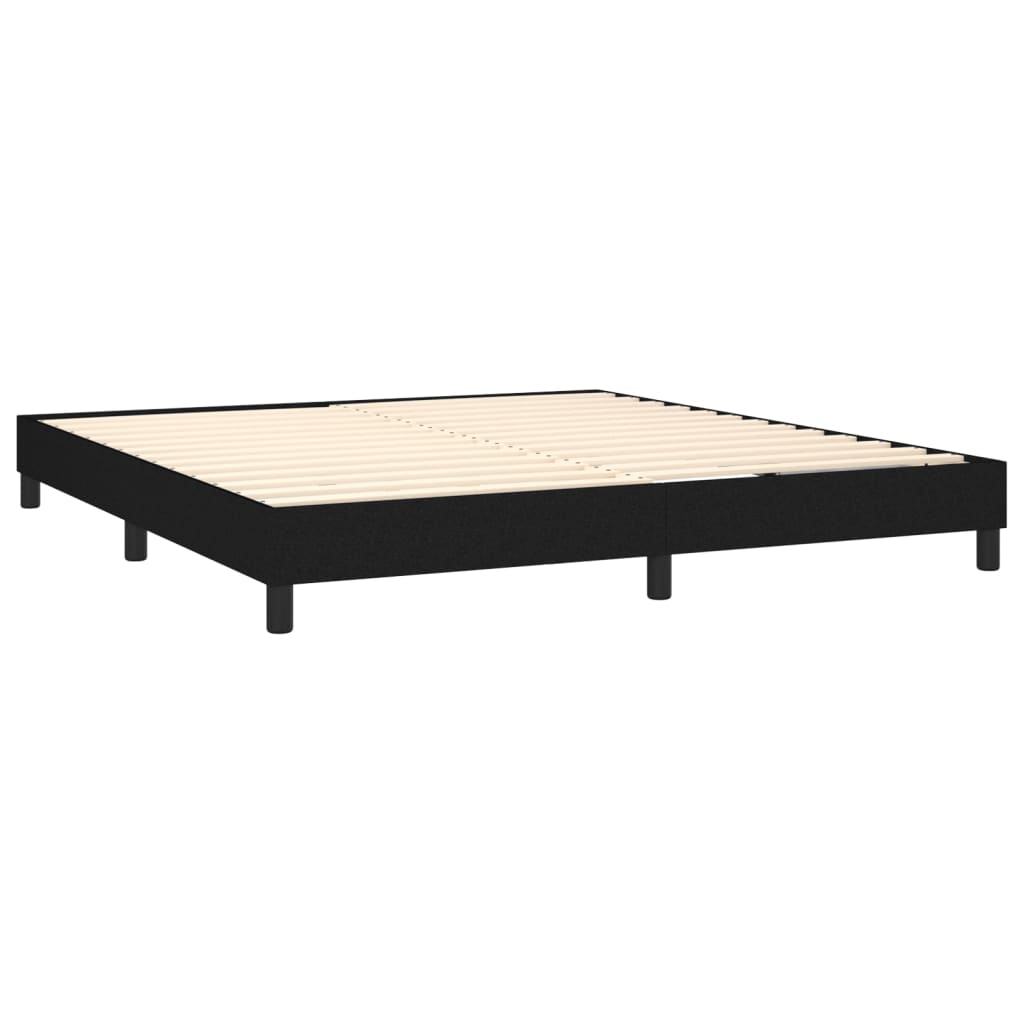 vidaXL Cama box spring colchón y luces LED tela negro 160x200 cm