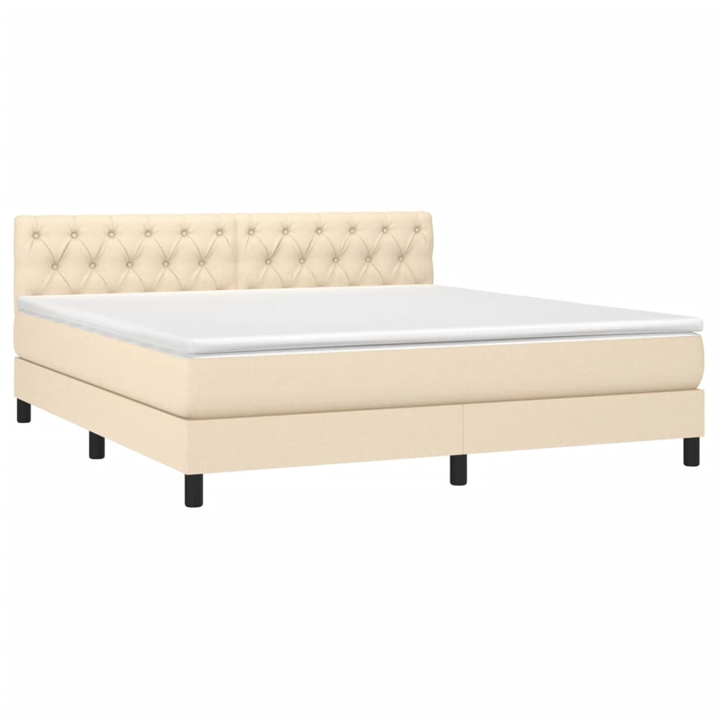 vidaXL Cama box spring colchón y luces LED tela crema 160x200 cm