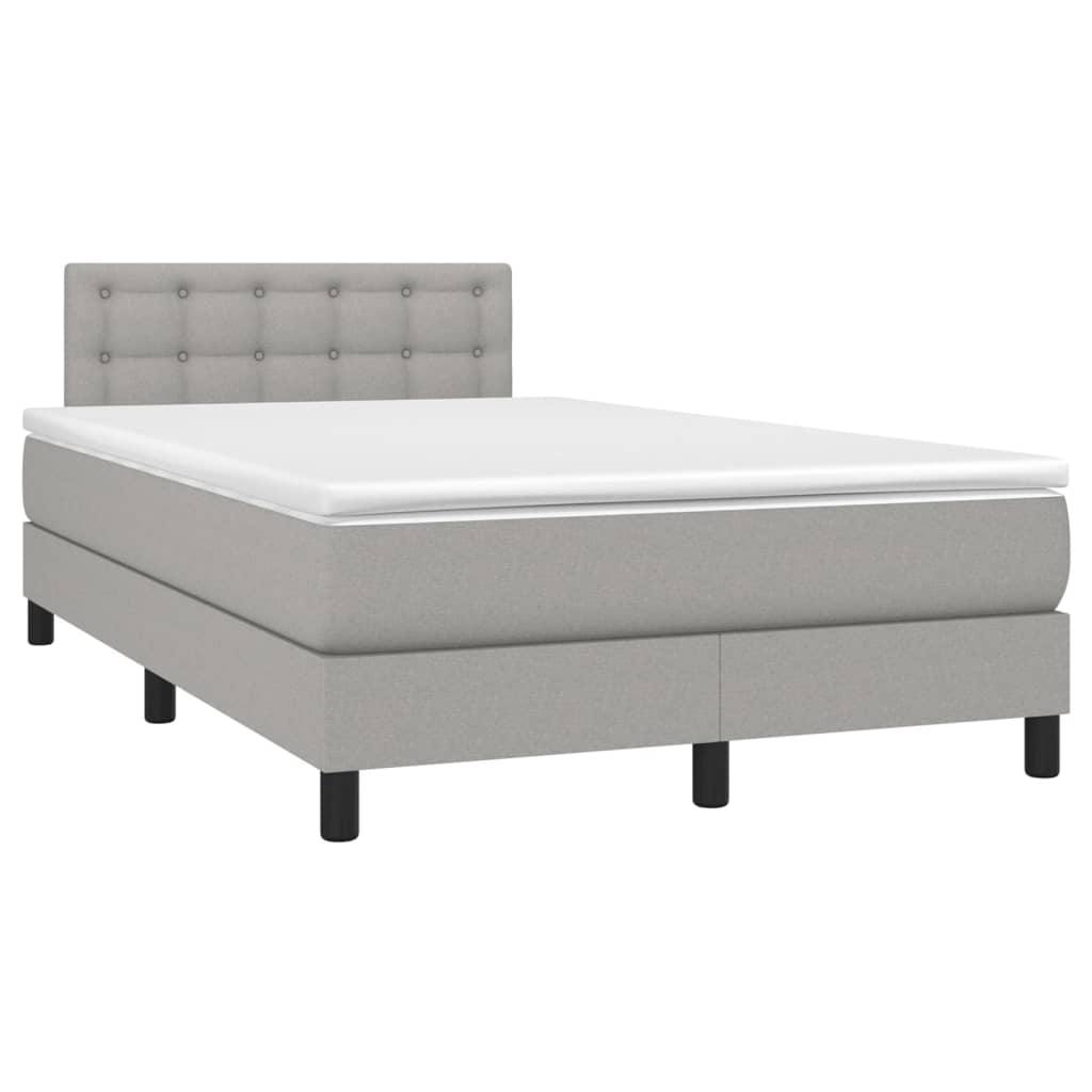 vidaXL Cama box spring con colchón tela y LED gris claro 120x200 cm