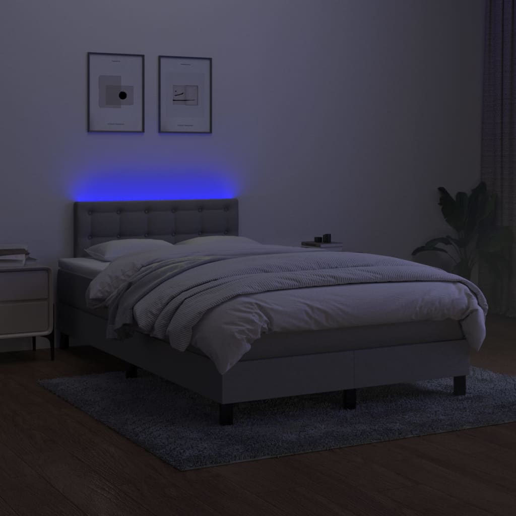 vidaXL Cama box spring con colchón tela y LED gris claro 120x200 cm