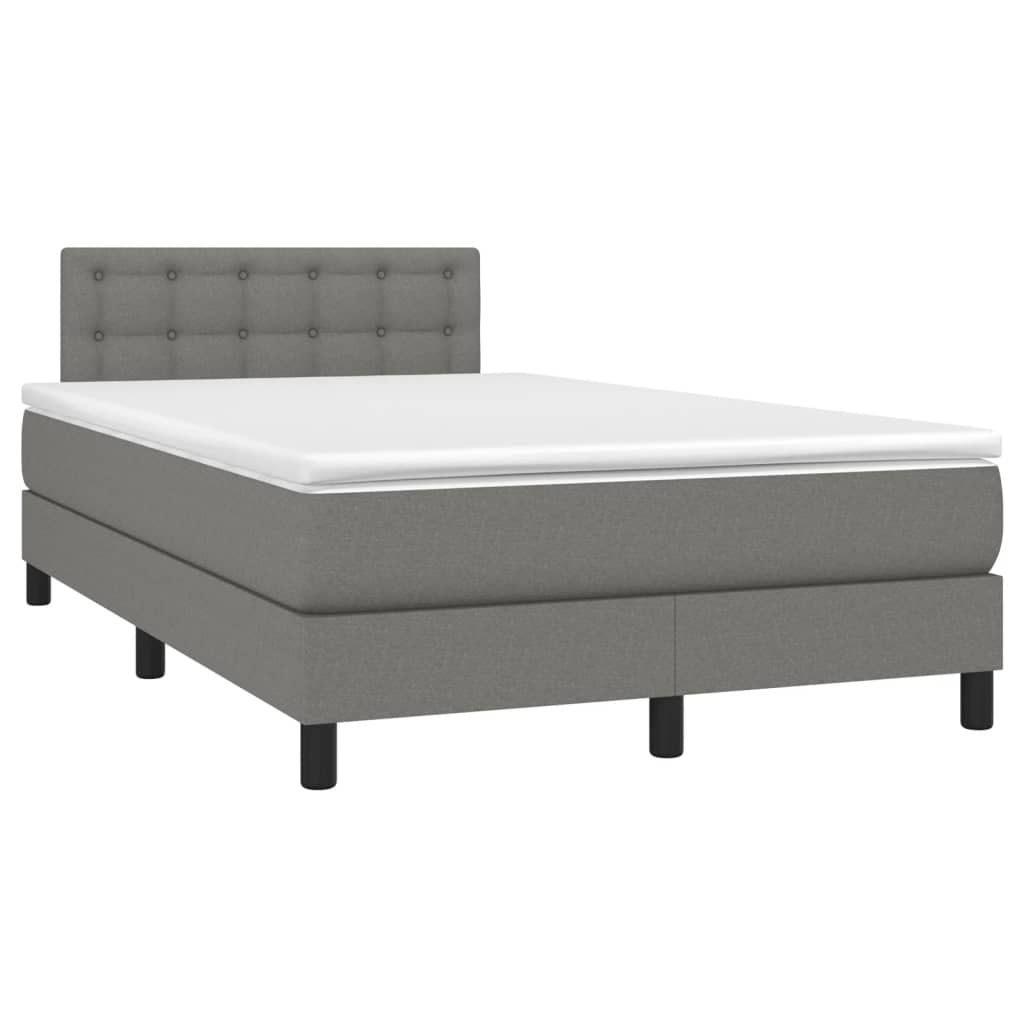 vidaXL Cama box spring con colchón y LED tela gris oscuro 120x200 cm