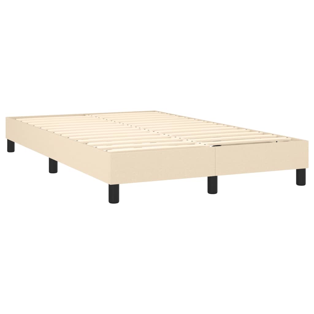 vidaXL Cama box spring con colchón y LED tela crema 120x200 cm