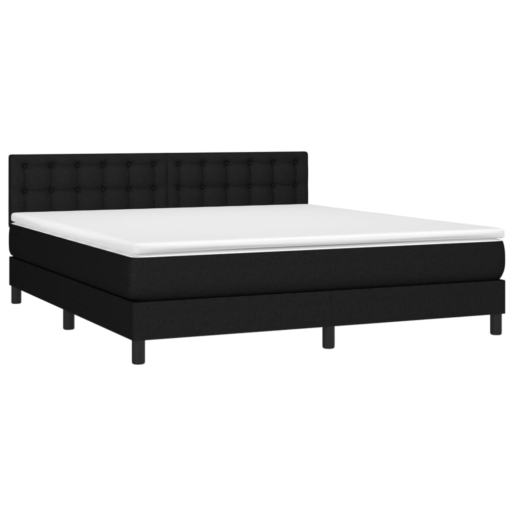 vidaXL Cama box spring colchón y luces LED tela negro 160x200 cm