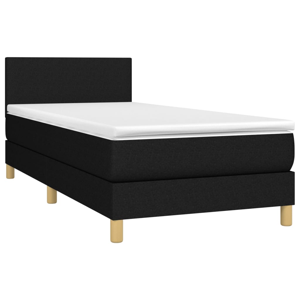 vidaXL Cama box spring colchón y luces LED tela negro 90x190 cm