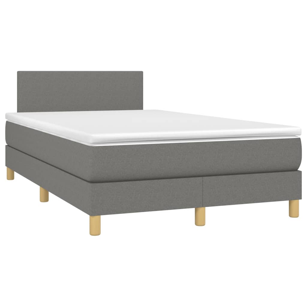 vidaXL Cama box spring con colchón y LED tela gris oscuro 120x200 cm