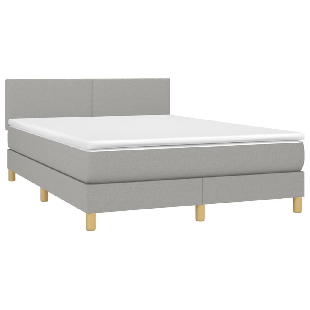 vidaXL Cama box spring colchón y luces LED tela gris claro 140x200 cm