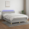 vidaXL Cama box spring colchón y luces LED tela gris claro 140x200 cm