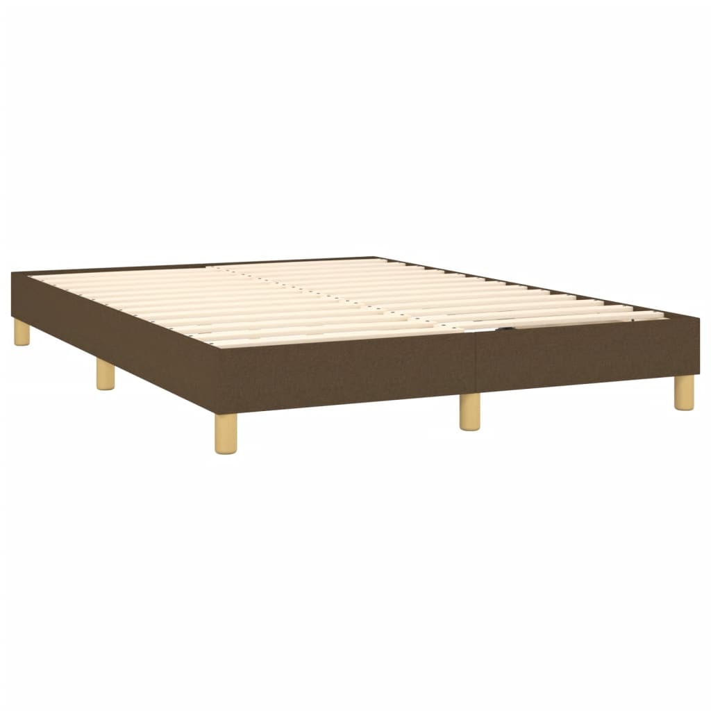 vidaXL Cama box spring con colchón LED tela marrón oscuro 140x200 cm