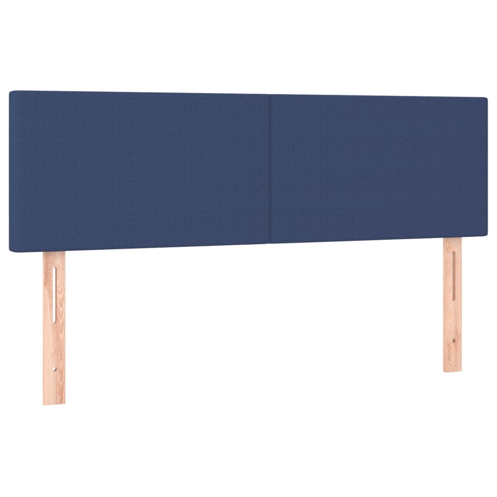 vidaXL Cama box spring con colchón y LED tela azul 140x200 cm