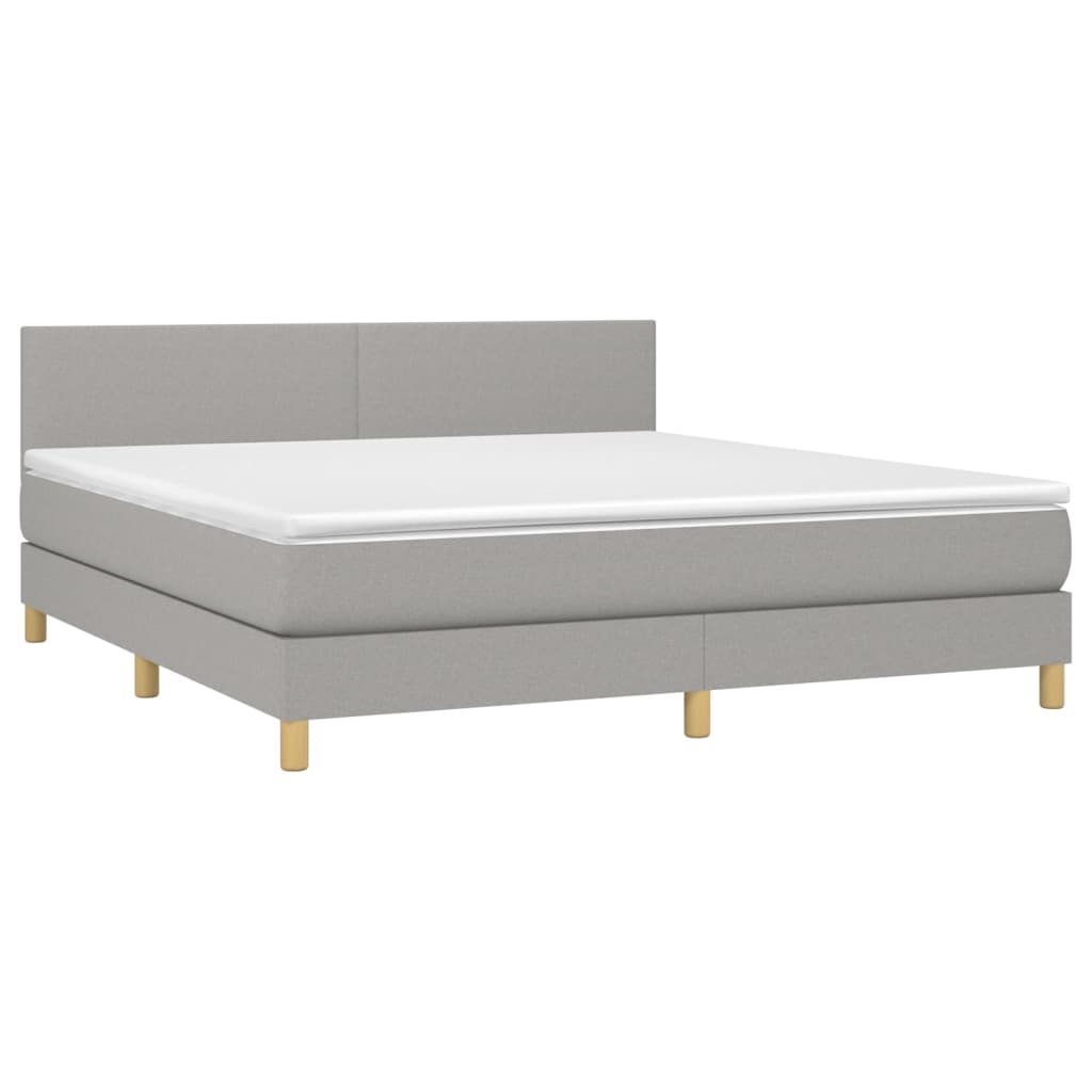 vidaXL Cama box spring con colchón tela y LED gris claro 160x200 cm