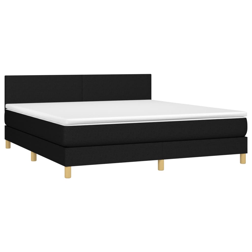 vidaXL Cama box spring con colchón LED tela negro 160x200 cm