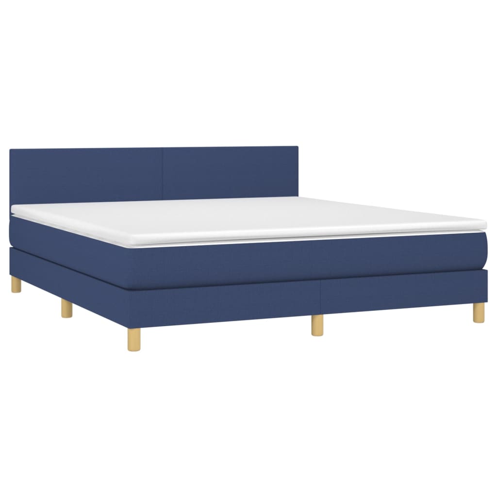 vidaXL Cama box spring con colchón y LED tela azul 160x200 cm