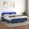 vidaXL Cama box spring con colchón y LED tela azul 160x200 cm