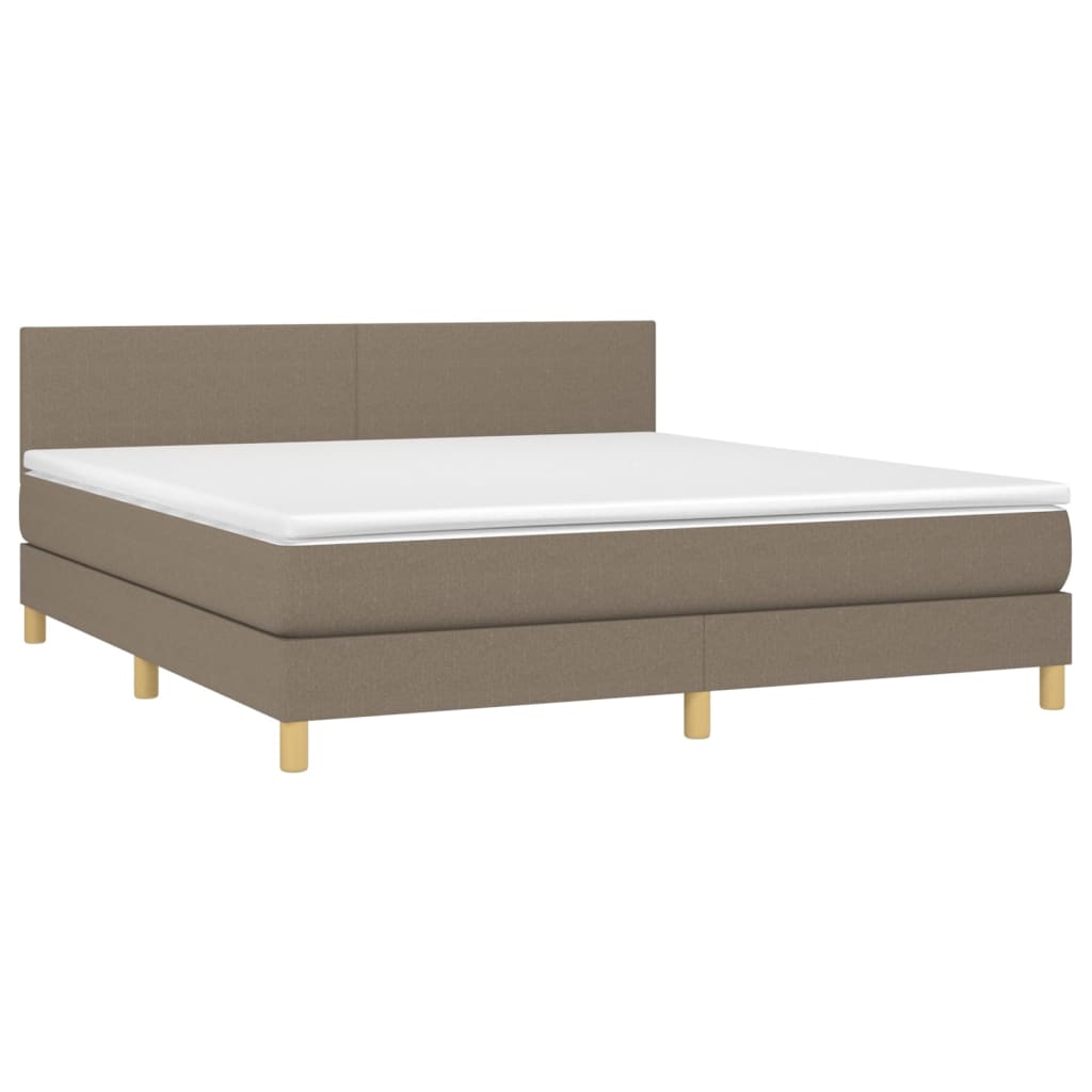 vidaXL Cama box spring con colchón LED tela gris taupe 180x200 cm