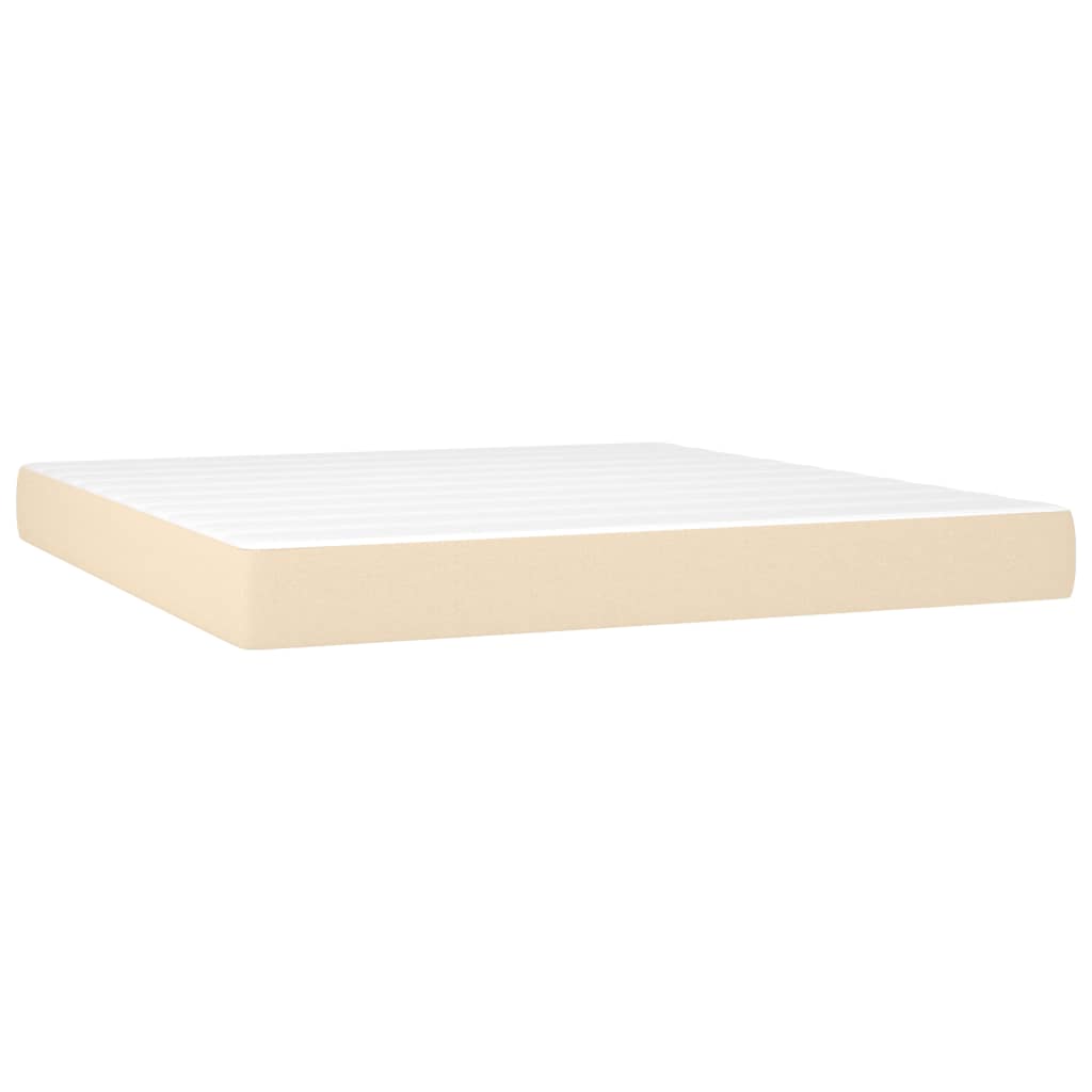 vidaXL Cama box spring con colchón y LED tela crema 180x200 cm