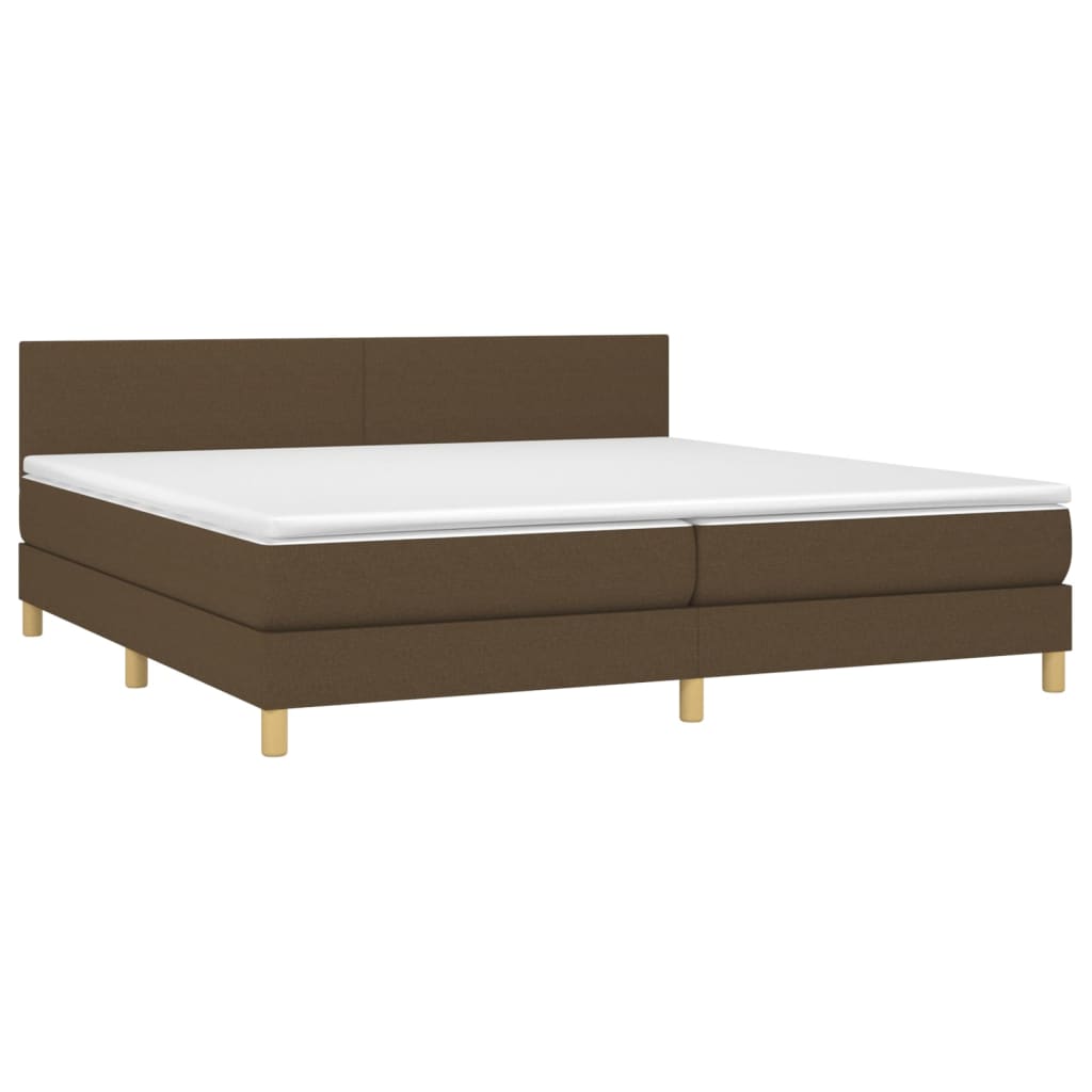 vidaXL Cama box spring con colchón LED tela marrón oscuro 200x200 cm