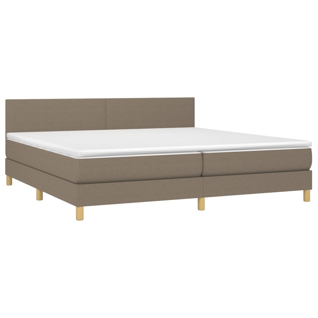 vidaXL Cama box spring con colchón LED tela gris taupe 200x200 cm