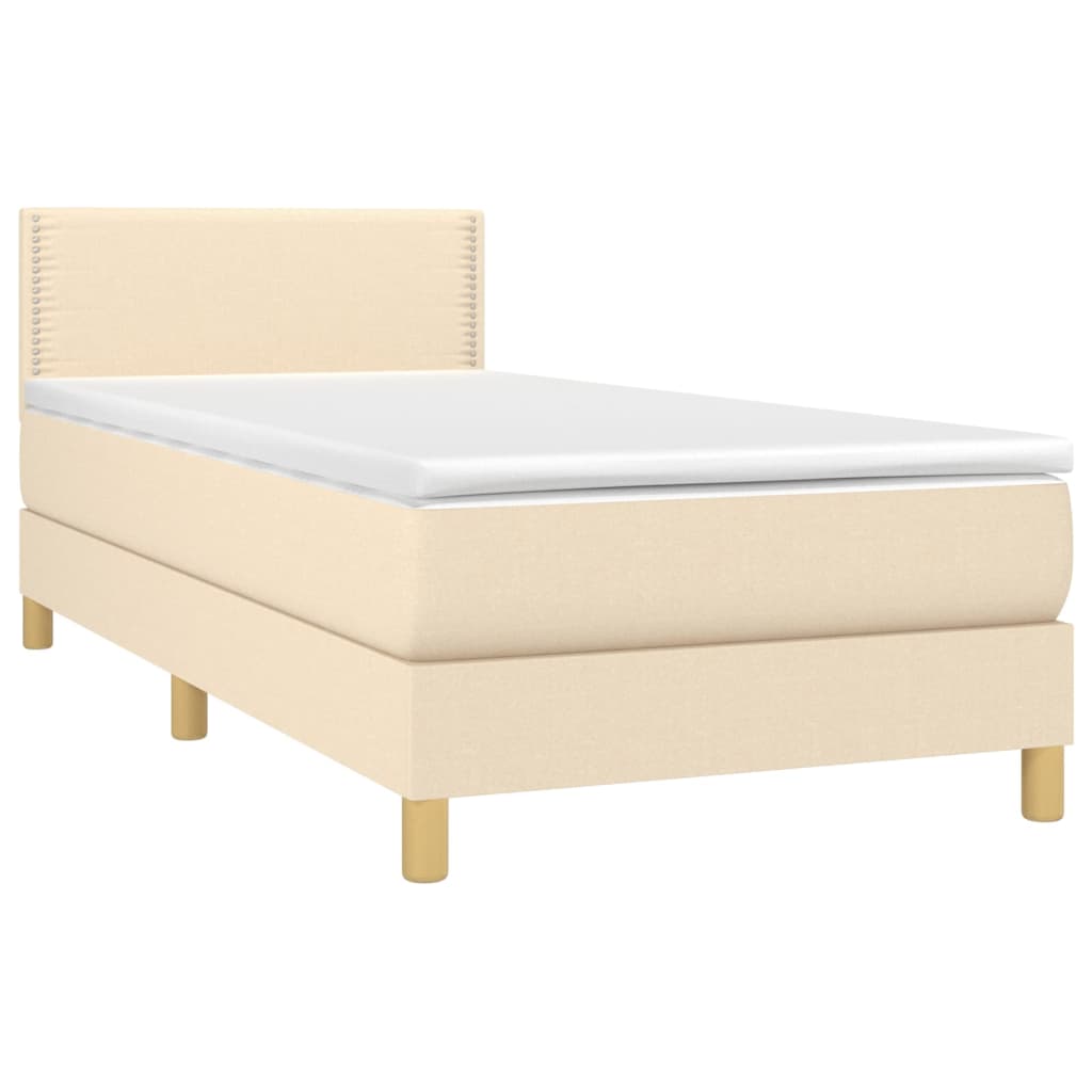 vidaXL Cama box spring con colchón y LED tela crema 100x200 cm