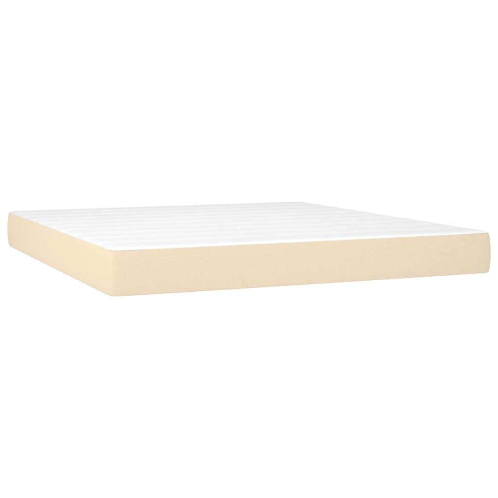 vidaXL Cama box spring con colchón y LED tela crema 160x200 cm