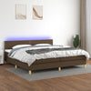 vidaXL Cama box spring con colchón LED tela marrón oscuro 200x200 cm