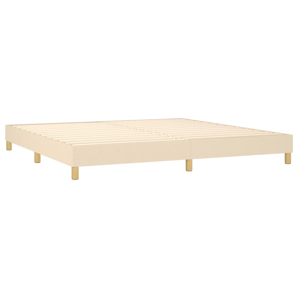 vidaXL Cama box spring con colchón y LED tela crema 200x200 cm