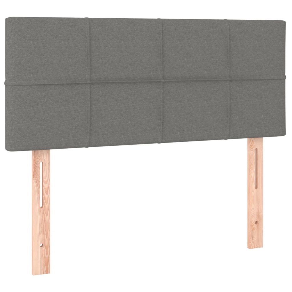 vidaXL Cama box spring con colchón y LED tela gris oscuro 90x190 cm