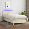 vidaXL Cama box spring con colchón y LED tela crema 100x200 cm