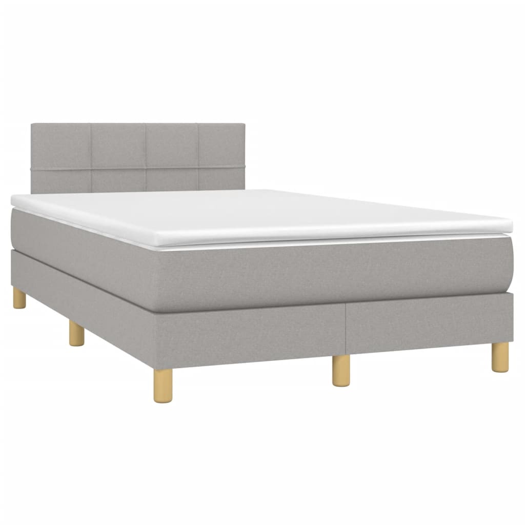 vidaXL Cama box spring con colchón tela y LED gris claro 120x200 cm