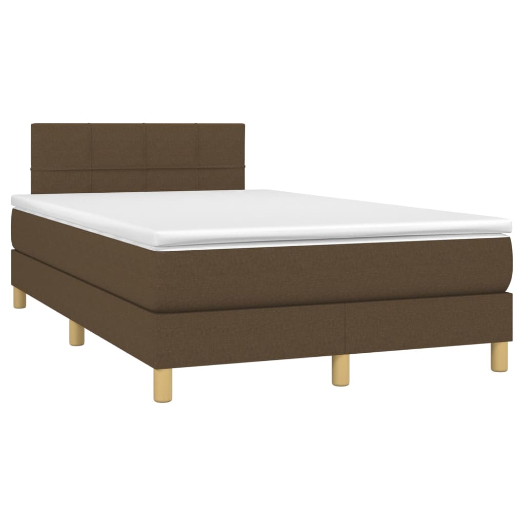 vidaXL Cama box spring con colchón y LED tela marrón oscuro 120x200 cm