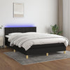 vidaXL Cama box spring colchón y luces LED tela negro 140x190 cm