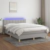 vidaXL Cama box spring colchón y luces LED tela gris claro 140x200 cm