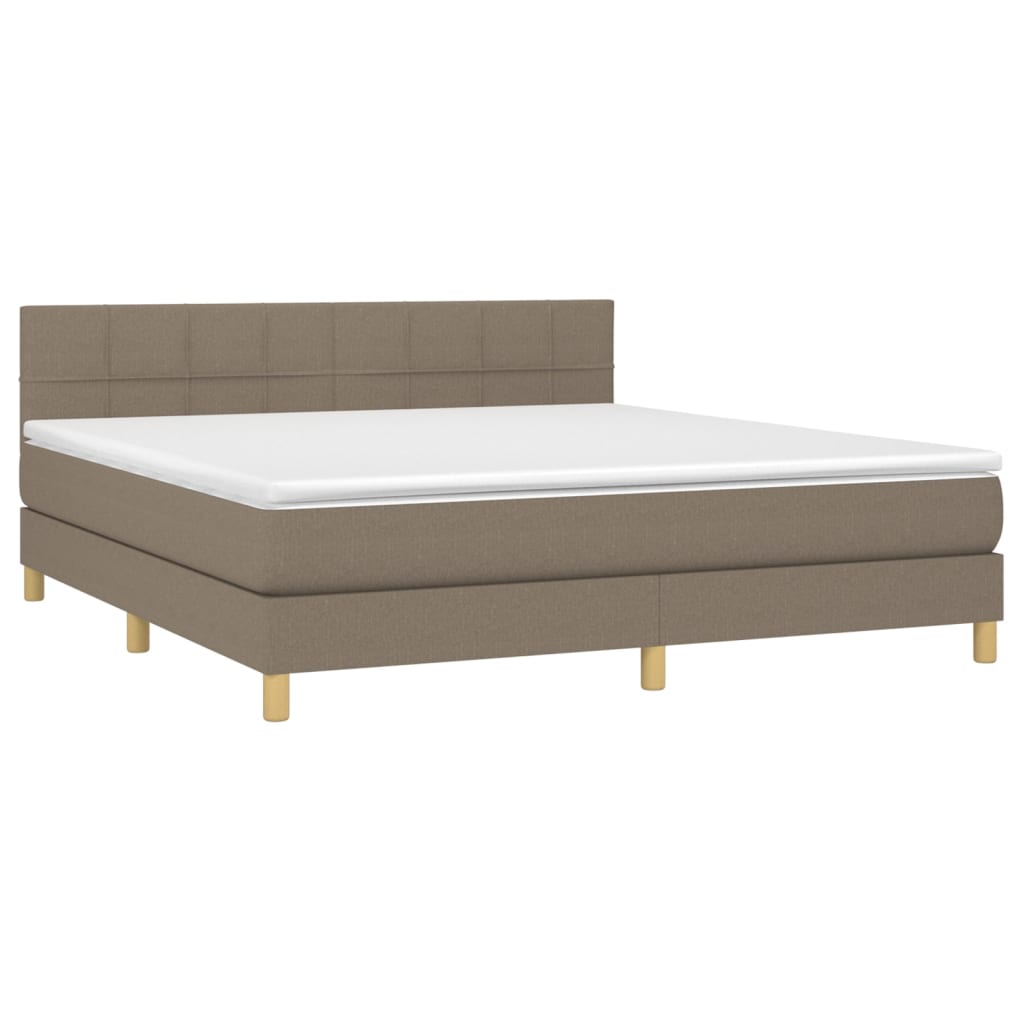 vidaXL Cama box spring con colchón LED tela gris taupe 180x200 cm