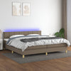 vidaXL Cama box spring con colchón LED tela gris taupe 200x200 cm