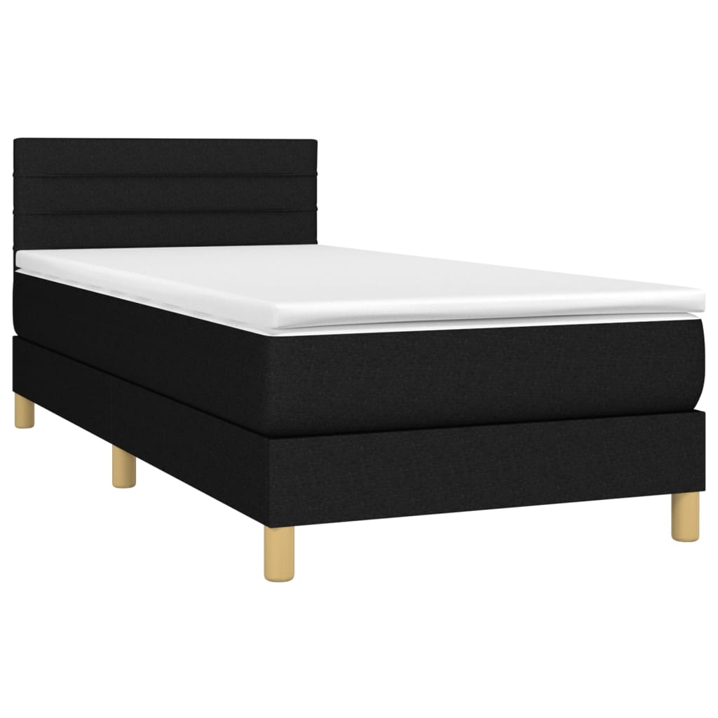 vidaXL Cama box spring con colchón LED tela negro 80x200 cm