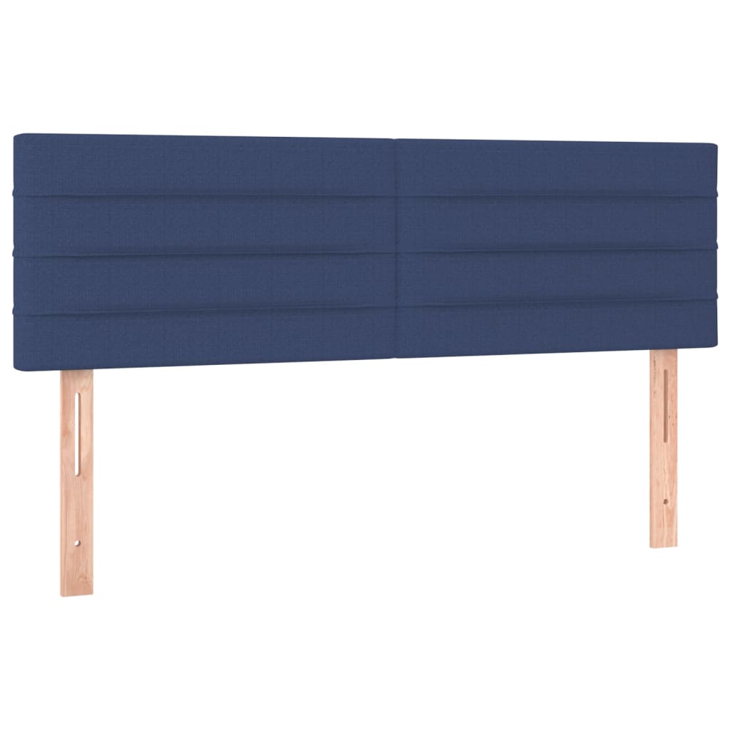 vidaXL Cama box spring con colchón y LED tela azul 140x200 cm