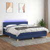 vidaXL Cama box spring con colchón y LED tela azul 160x200 cm