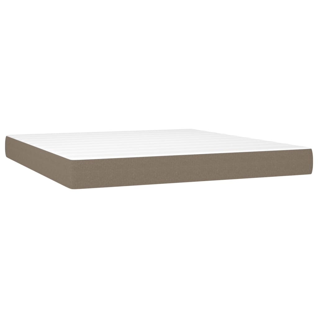 vidaXL Cama box spring con colchón LED tela gris taupe 180x200 cm