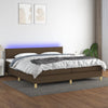 vidaXL Cama box spring con colchón LED tela marrón oscuro 200x200 cm