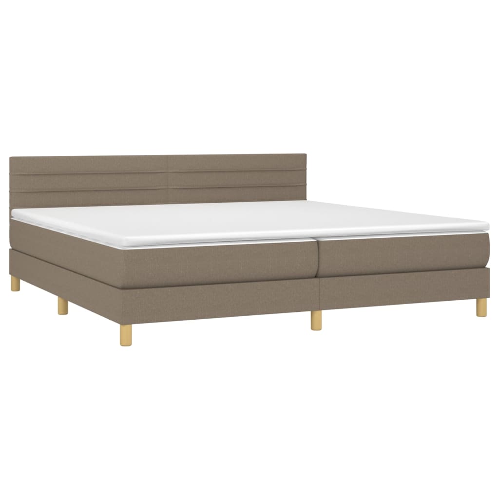 vidaXL Cama box spring con colchón LED tela gris taupe 200x200 cm