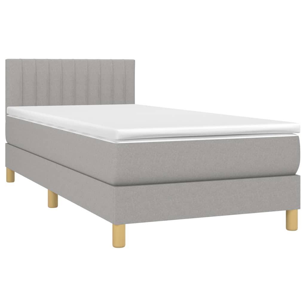 vidaXL Cama box spring con colchón tela y LED gris claro 80x200 cm