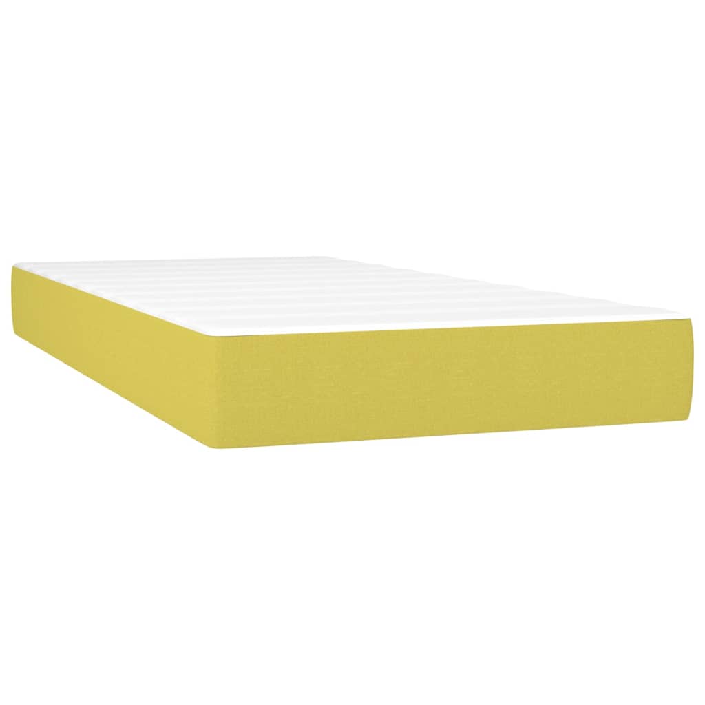 vidaXL Cama box spring con colchón y LED tela verde 100x200 cm