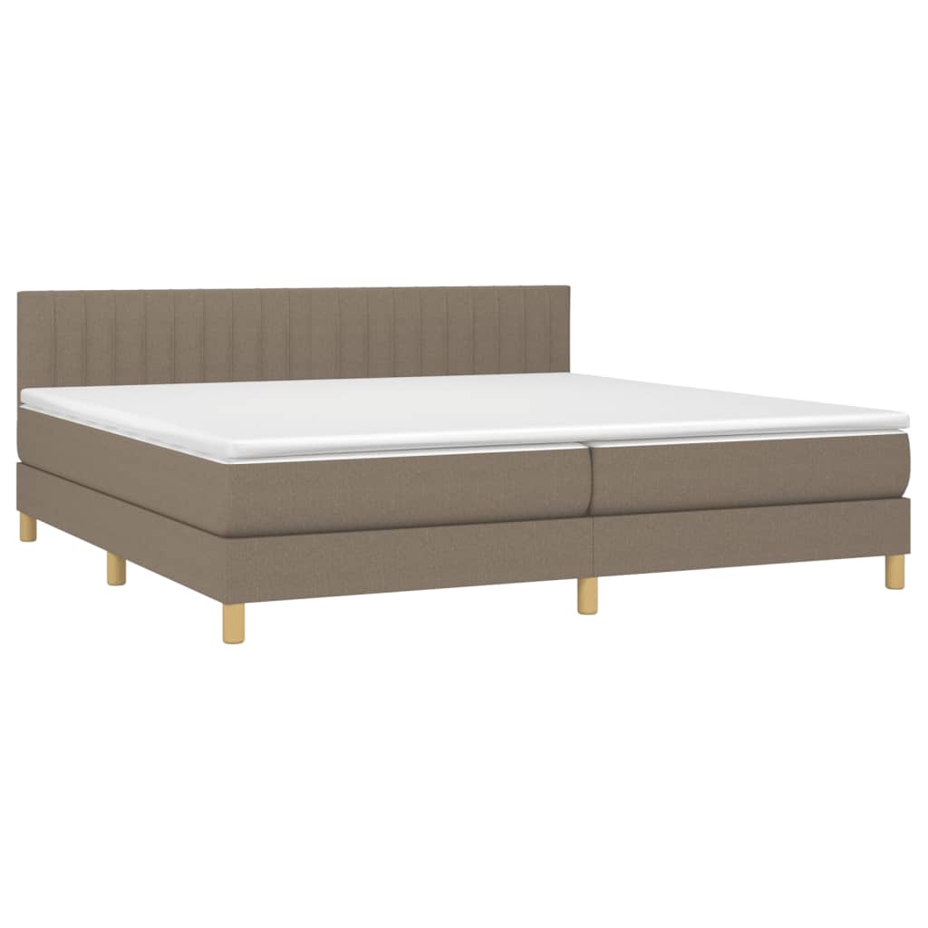 vidaXL Cama box spring con colchón LED tela gris taupe 200x200 cm