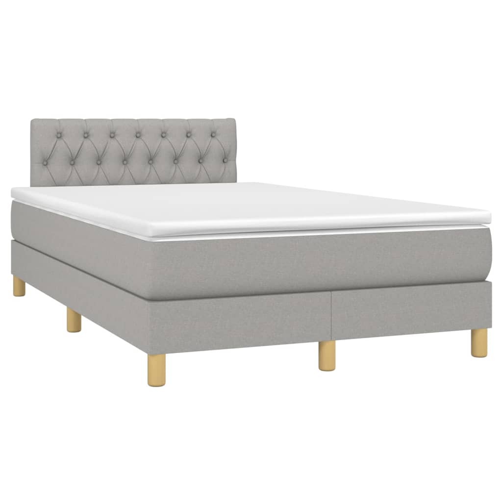 vidaXL Cama box spring con colchón tela y LED gris claro 120x200 cm