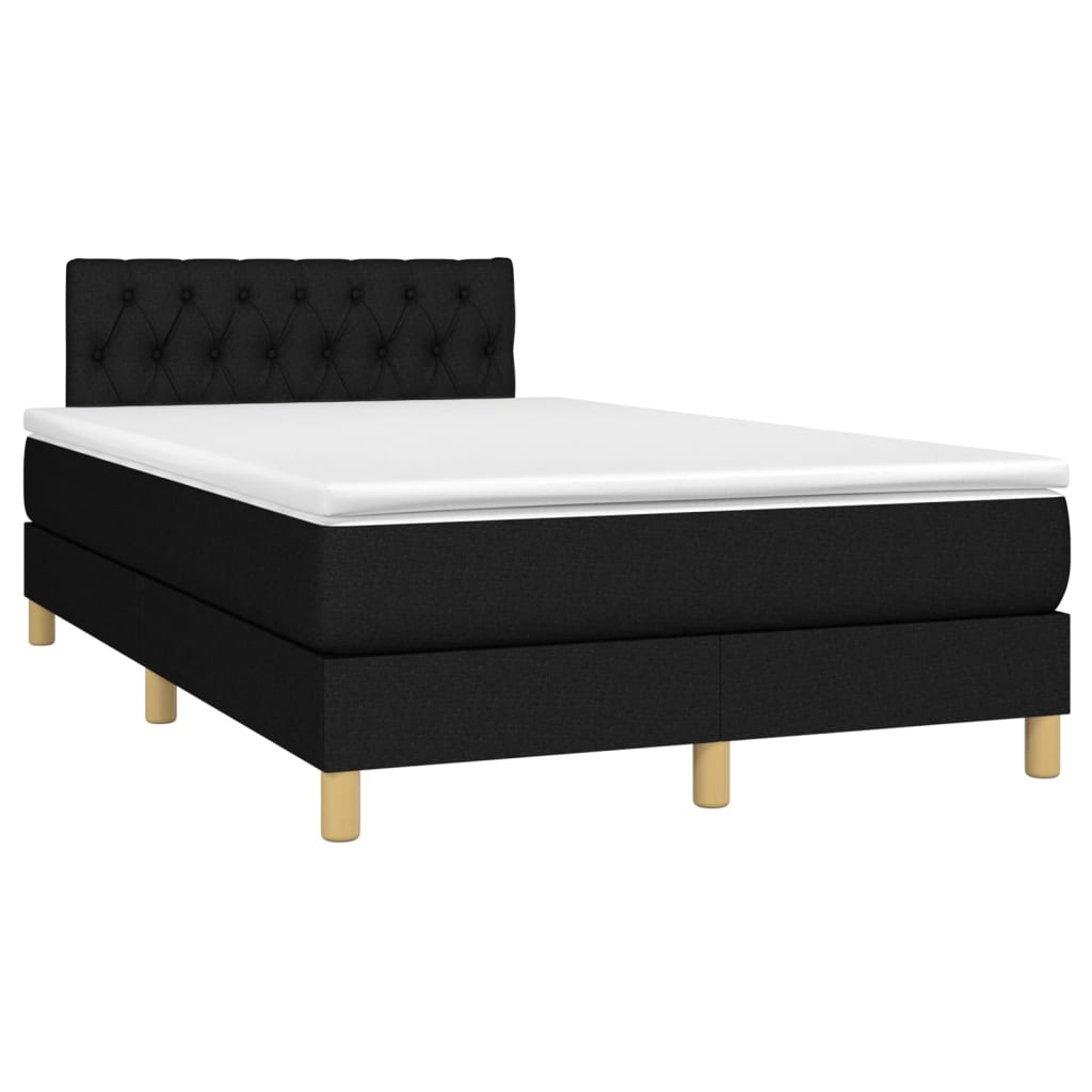 vidaXL Cama box spring con colchón LED tela negro 120x200 cm