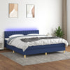 vidaXL Cama box spring con colchón y LED tela azul 160x200 cm