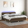 vidaXL Cama box spring con colchón LED tela marrón oscuro 180x200 cm