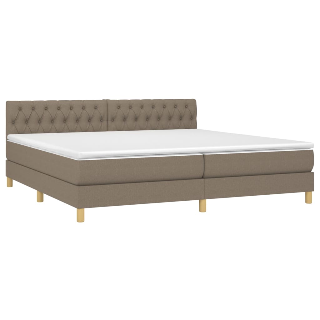 vidaXL Cama box spring con colchón LED tela gris taupe 200x200 cm