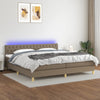 vidaXL Cama box spring con colchón LED tela gris taupe 200x200 cm