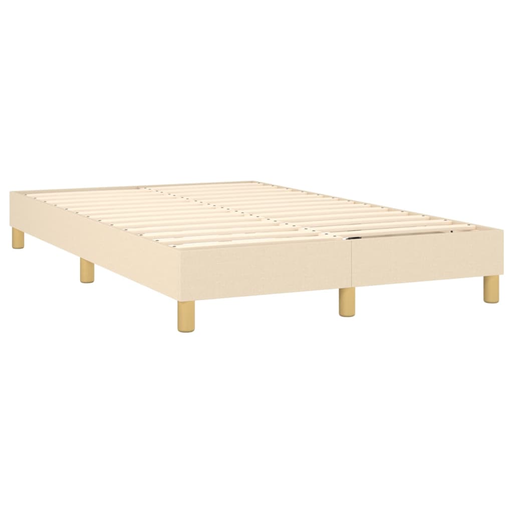 vidaXL Cama box spring con colchón y LED tela crema 120x200 cm